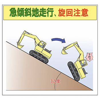 B-9.急傾斜地走行、旋回注意